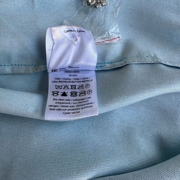 Rotate Birger Christensen Emma Belted Mini Cocktail Dress Club Metallic Blue US2 - Picture 15 of 16